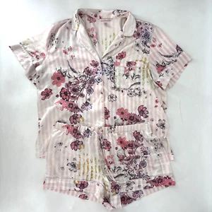Conjunto de pijama floral icónico L rosa a rayas florales victorias Secret 2 piezas después de horas - Imagen 1 de 11
