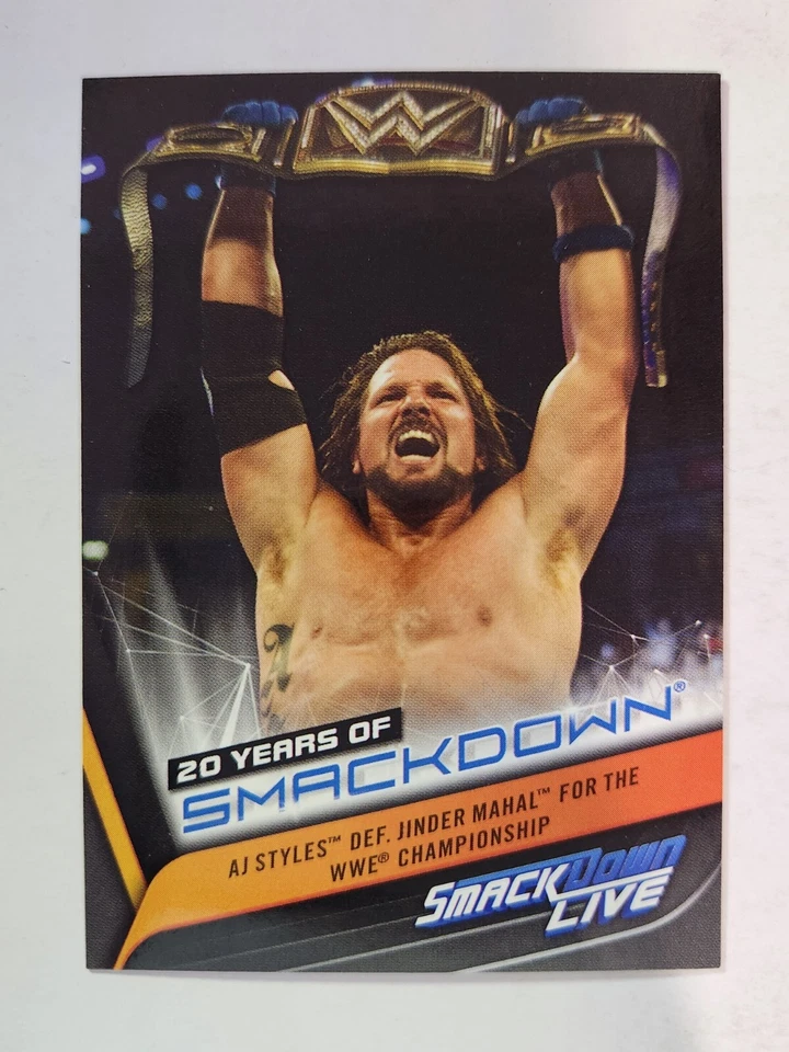 2019 Topps WWE 20 Years of SmackDown #SD-43 AJ STYLES DEF. JINDER MAHAL - Image 1 of 2