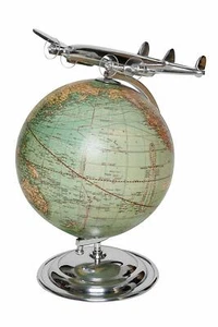 Globo Terráqueo Antiguo Modelo Con Avión Decoración Vintage Figura Tierra - Picture 1 of 6