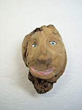 Hand Carved Folk Art Unfinished Wood Carving Man's Head Figurine 3.5" x 2.5"
