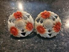 Set Of Two Vintage Pretty Curtain Flower Push Pins Tie Backs