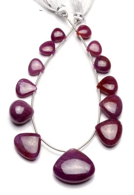 Натуральный драгоценный камень Мьянма рубин 8 до 21 мм размер гладкий сердце формы Briolette бисер 7,5" - Изображение 1 из 4