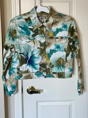 Women’s Caribbean Joe Crop Short Blazer Jacket 3 Button Closure Size Medium - Изображение 1 из 4