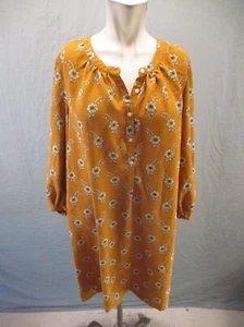 Ann Taylor Size L Womens Yellow Floral 1/2 Button Long Sleeve Sheath Dress 983 - Picture 1 of 10