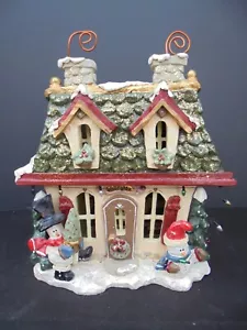 Kurt S Adler Snowtown Welcome House Lighted Christmas Village Snowman Orig. Box - Picture 1 of 11