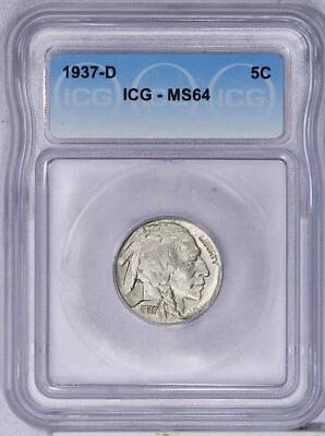 1937-D Buffalo Nickel 5c ICG MS64 - Image 1 of 2