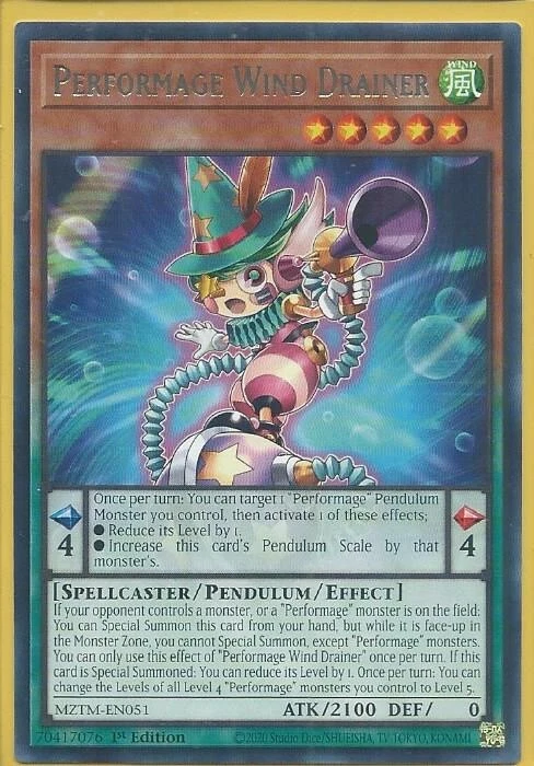 Yugioh Performage Wind Drainer Rare MZTM - Image 1 of 1