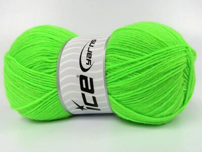 4-Skein Lot Sock Unicolor Yarn Superwash Wool 4x100g/420m Neon Green Foto 1 de 4