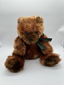 2001 Ty Classic Beanie Baby Auburn 13" Teddy Bear Green Bow Plush Stuffed Toy