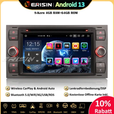 64GB DAB+ Android 13 GPS Autoradio Ford C/S-Max Focus Kuga Transit Fiesta Mondeo - Bild 1 von 4
