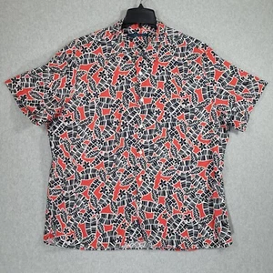 Perry Ellis Shirt Mens XXL Palm Leaves Lyocell Red Black White - Picture 1 of 9