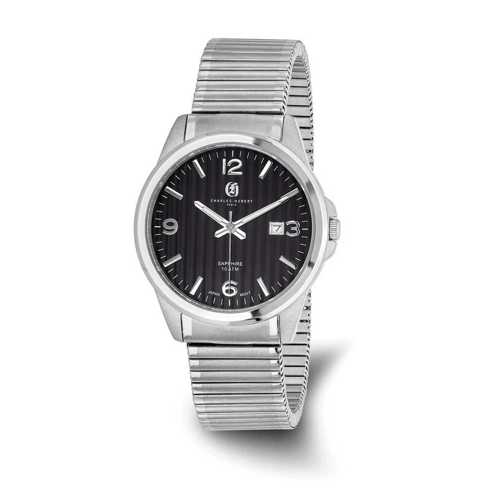 Mens Charles Hubert Titanium Black Dial Expansion Band Watch - image 1 of 4