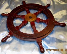 Wood Ship/Boat Wheel/Steering Wheel Brass Center 18" Decoration for Wall