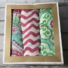 Mud Pie Boxed Set Of 3 Swaddle Blankets Bamboo Rayon 47” X 47” Pink Green