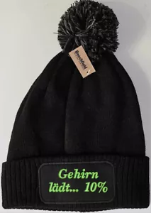 Beanie Wintermütze Strick Bommel BESTICKT Dein Name Logo Wunschtext Spruch Gehir - Bild 1 von 19
