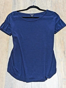 Talbots Top Womens Medium Blue Short Sleeve Casual Knit Cotton Blend - Picture 1 of 8