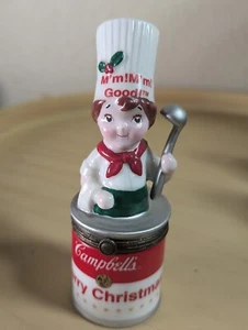 Campbell's Soup Co. Hinged Trinket Box 1998 -rare- Merry Christmas Soup Can Chef - Picture 1 of 8