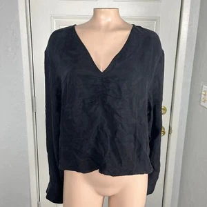 NUEVA Camisa para Mujer Madewell 14 Manga Larga Cuello en V NN960 Cepillado Acanalado Top OO11 - Imagen 1 de 7