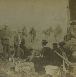 South Africa Red Cross in Camp on the Veld Old Stereoview Photo Kilburn 1900 - Picture 1 of 3