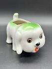 RARE! Vtg MCM Green Puppy Dog Mini 4" Planter Ceramic Figurine Japan 1950s
