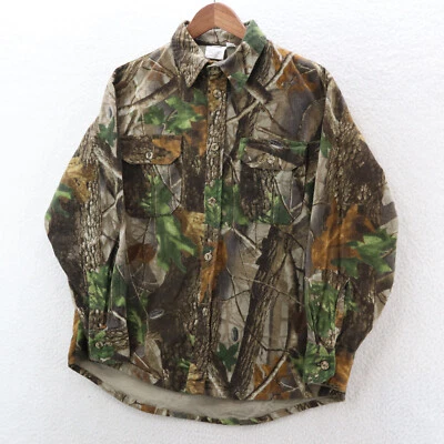 Realtree Shirt Men's Large Hardwoods Camo Chamois Long Sleeve 2 Pockets USA - Image 1 of 4