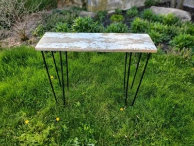 Rustic Reclaimed Barnwood Hall Table With Metal Legs for Farmhouse & Home Decor - Image 1 of 4