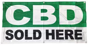 Insegna Banner CBD 2x4 piedi VENDUTA QUI GB - Tessuto Poliestere - Foto 1 di 3