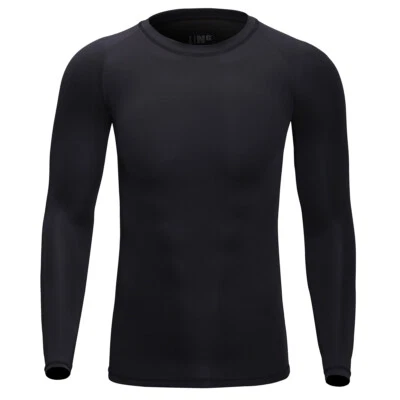 Men T Shirt Compression Long Sleeve Under Base Layer Quick Dry Sports Gym Tops - Image 1 of 4