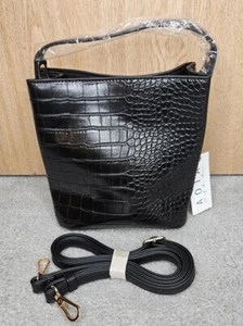 Aota Elena Crossbody Bucket Bag MOCK CROC Black NWT Rachael Zoe Fall Curation - Picture 1 of 5