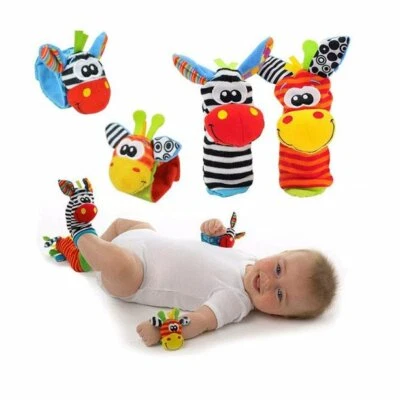 Baby Wrist Rattle Baby Socks Rattle, Baby Finder Animal Toys Set Soft Animal Toy - Image 1 of 3