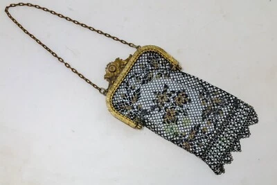 1920's Antique Flapper Purse Mandalian Mfg. Co. Painted Mesh Evening Handbag VTG - Image 1 of 4