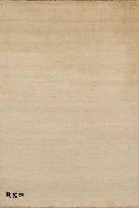 Trendy Gabbeh Solid Ivory Wool Modern Accent Rug Contemporary Rug 3x4 ft - Picture 1 of 12
