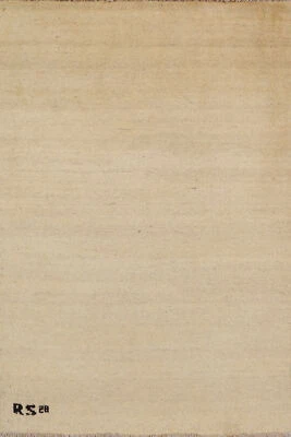 Trendy Gabbeh Solid Ivory Wool Modern Accent Rug Contemporary Rug 3x4 ft - Image 1 of 4