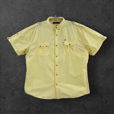 Рубашка мужская Akoo с коротким рукавом 3XL желтая 100% хлопок 2 кармана вышитая сзади - Изображение 1 из 4