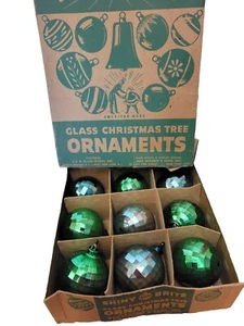 Vintage Shiny Brite Christmas Glass Tree Ornaments One Dozen Mini Disco Balls - Picture 1 of 8