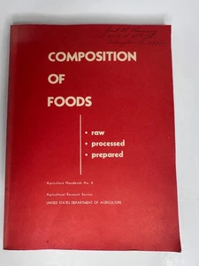 Composition of Foods Agriculture Handbook US Dept 1963 - Imagen 1 de 6