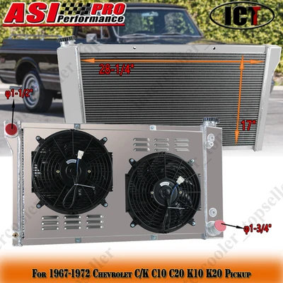 4-Row Radiator Shroud Fan For 1967-1972 Chevrolet C/K C10 C20 K10 K20 Pickup Foto 1 de 4