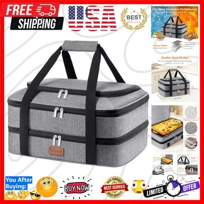 Double Decker Insulated Casserole Carrier - Stylish Hot and Cold Food Transport - Image 1 of 4