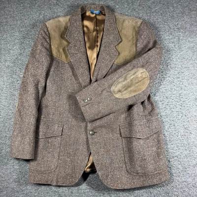 Vintage Pendleton Western Wool Blazer Jacket Elbow Patches Brown 46 *Read - Image 1 of 4
