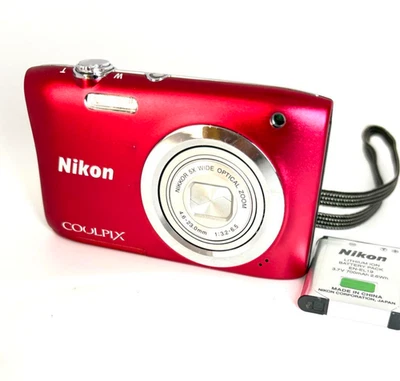Cámara digital compacta Nikon COOLPIX A100 20,0 MP roja de JAPÓN probada Foto 1 de 4