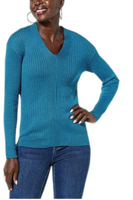 LB70 by Lloyd Boston 金属罗纹针织毛衣里昂蓝色 — 第 1/2 张图片