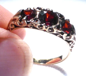 9ct Gold Garnet Ring 1ct UK Hallmark Size P Boxed - Picture 1 of 14