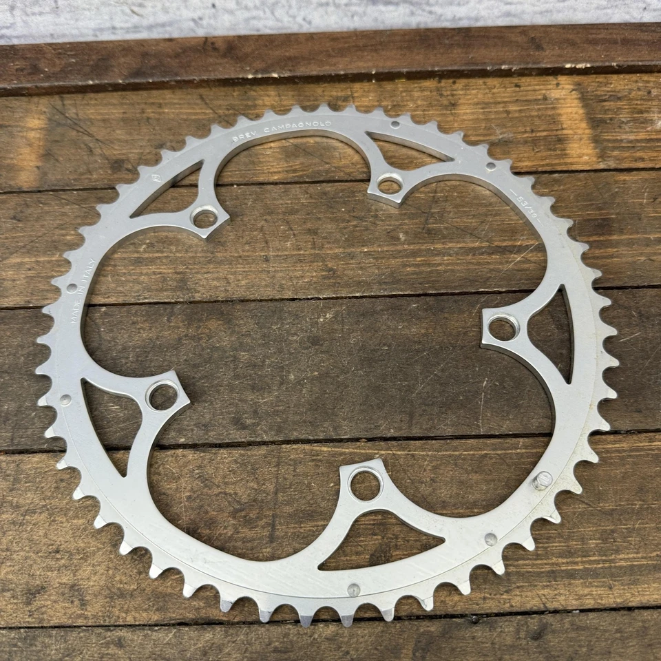 老式 Campagnolo 53T 链环 135 BCD 5 螺栓全新公路自行车意大利外 — 第 1/4 张图片