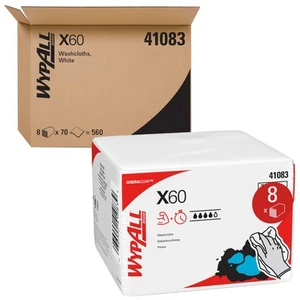 WypAll 41083 X60 Cloths, 1/4 Fold, 12 1/2 x 10, White, 70 per Pack (Case of 8 - Imagen 1 de 7