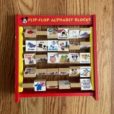 Vintage Disney Flip Flop Alphabet Blocks Kids Toy - Image 1 of 4