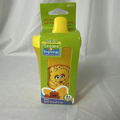 Улица Сезам 8 унций Чашка Sippy с защитой от разливов желтая большая птица НОВАЯ для начинающих без бисфенола А - Изображение 1 из 4