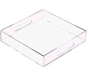 Acrylic Serving Tray with Handles-12x12x2.36Inch-Decorative Tray Letter Tray ... - Picture 1 of 2
