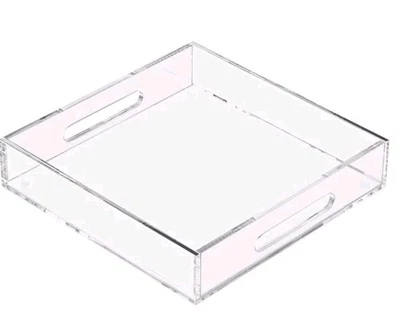 Acrylic Serving Tray with Handles-12x12x2.36Inch-Decorative Tray Letter Tray ... - Image 1 of 2