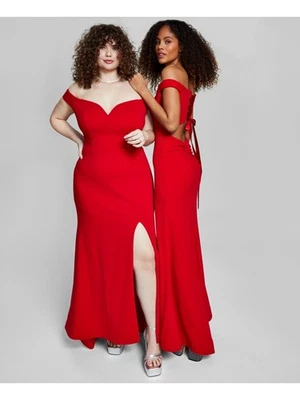 Vestido formal manga corta forrado con corbata roja B DARLIN para mujer 3\4 Foto 1 de 4