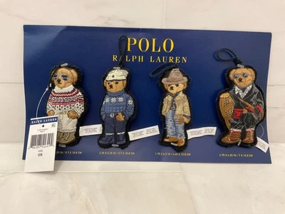 NUEVO EN PAQUETE POLO Ralph Lauren Juego de 4 - 2025 OSO DE VACACIONES DE INVIERNO Adornos Bordados Foto 1 de 4